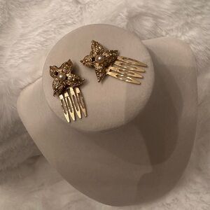 Vintage Gold Floral Hair Combs